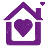The Purple House Clinic 'Heart in House' logo (purple with no background)