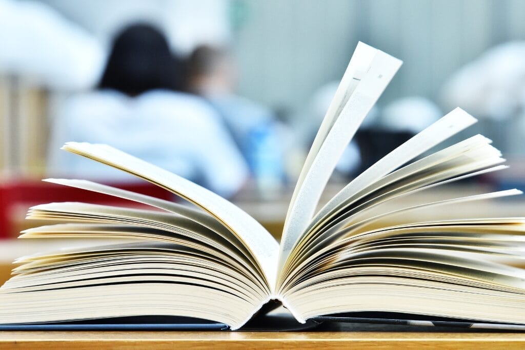 Open book on table